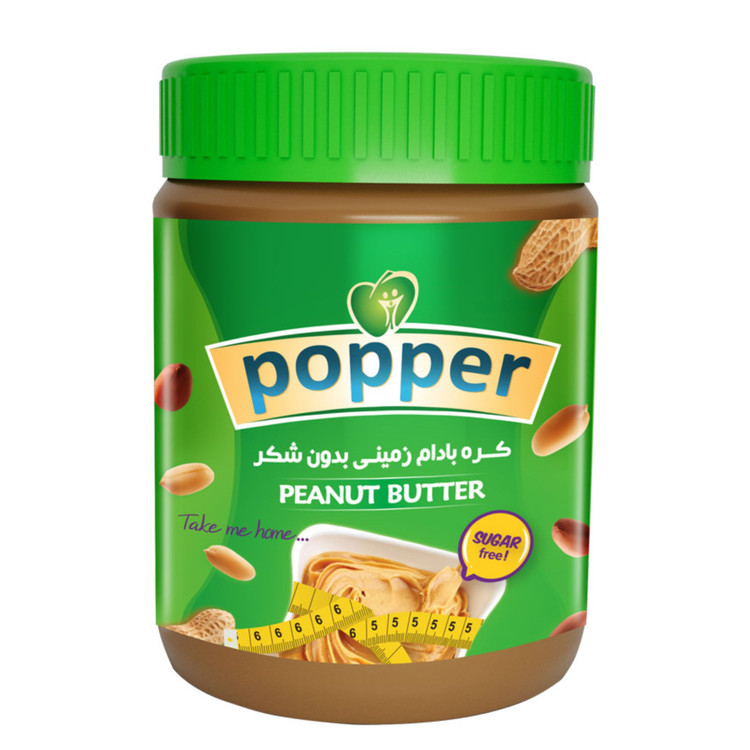 پوپر کره بادام زميني بدون شکر رژيمي 350گرم سبز