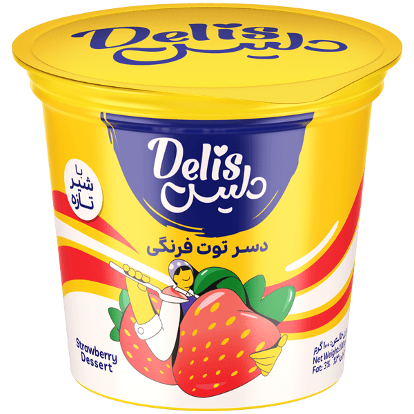 کاله دليس ماست ميوه اي موز وتوت فرنگي 125گرم