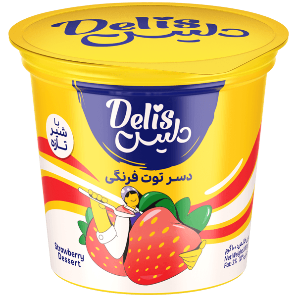 کاله دليس ماست ميوه اي موز وتوت فرنگي 125گرم