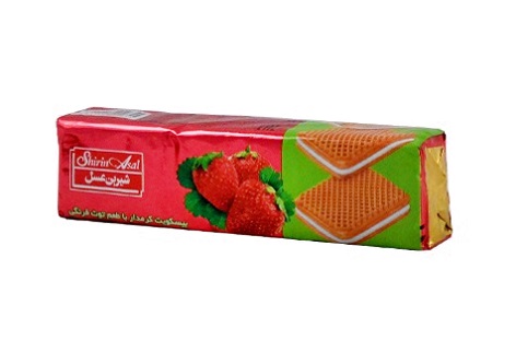بيسکوييت کرمدار شيرين عسل توت فرنگي